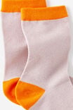Mid Crew Socks, SPARKLE PINK & HOT SAUCE - example image 3
