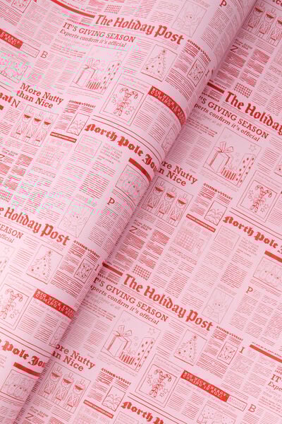 Christmas Wrapping Paper Roll, NEWSPAPER PRINT