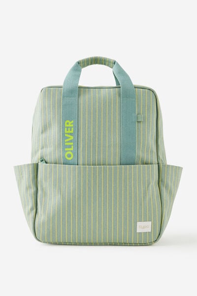 Personalised Campus Backpack 2, GREEN / LIMONCELLO STRIPE