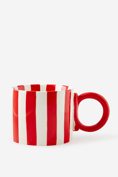 Loop Handle Mug, SWEET RED & ECRU