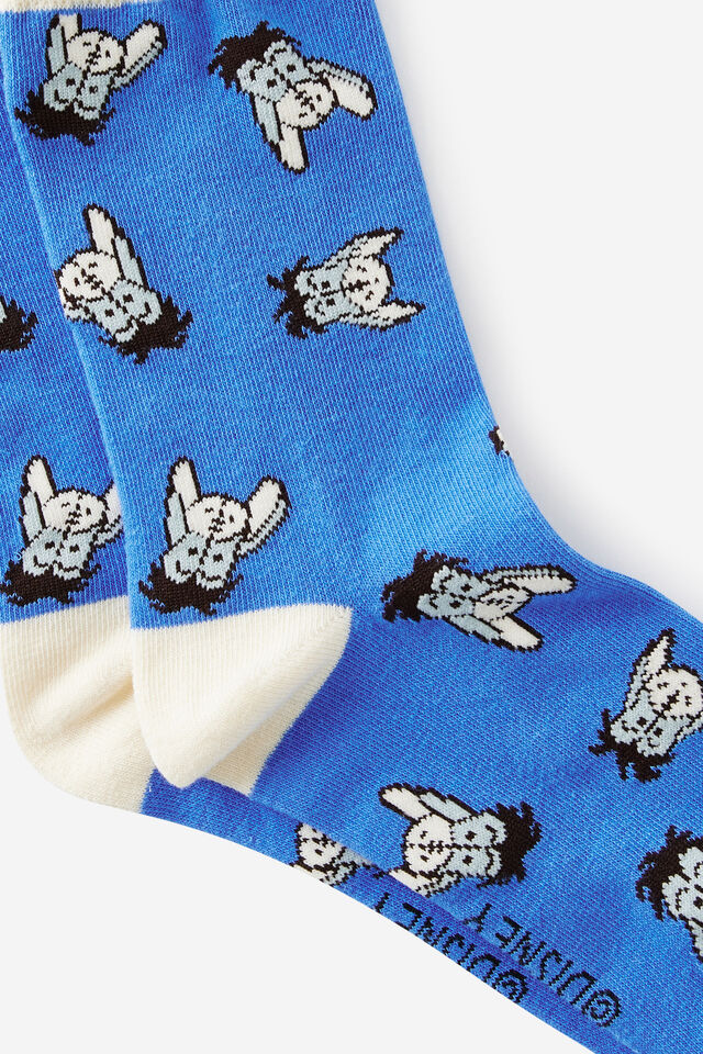 Winnie The Pooh Eeyore Mid Crew Socks, LCN DIS WINNIE THE POOH EEYORE