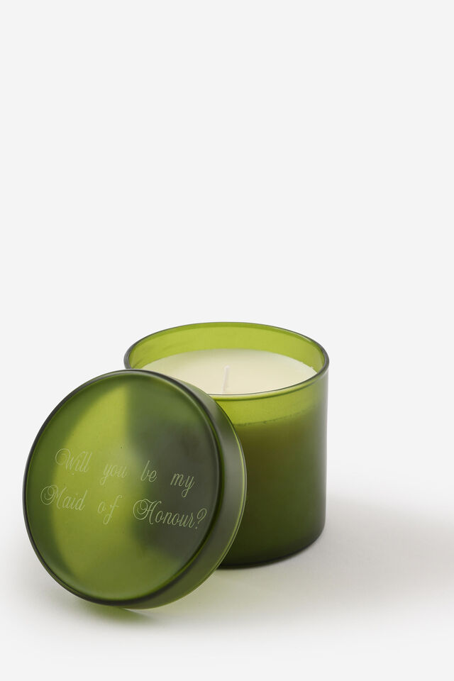 Personalised Frosted Glass Candle - Forest Green, HIDDEN FOREST GREEN