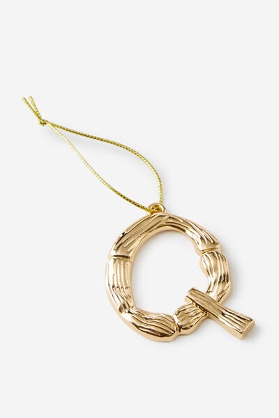 Metal Alphabet Christmas Ornament, TEXTURED Q