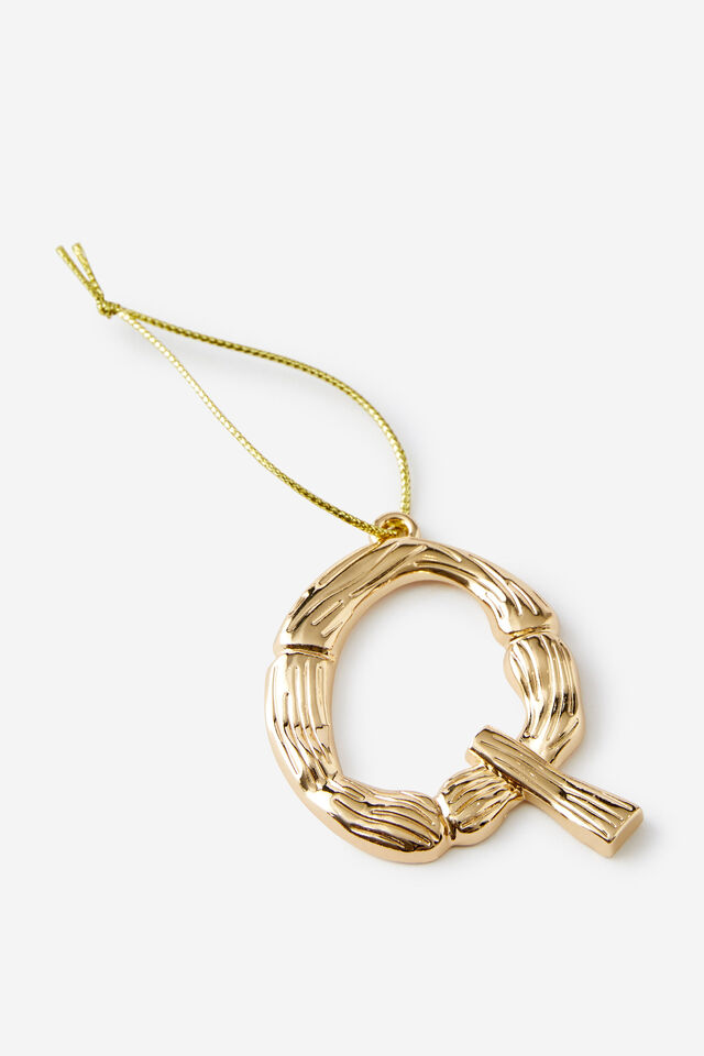 Metal Alphabet Christmas Ornament, TEXTURED Q