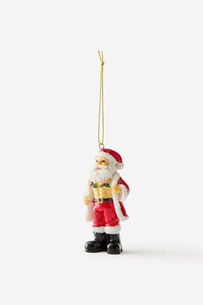 Resin Christmas Ornament, SANTA HOLLY TASSELS