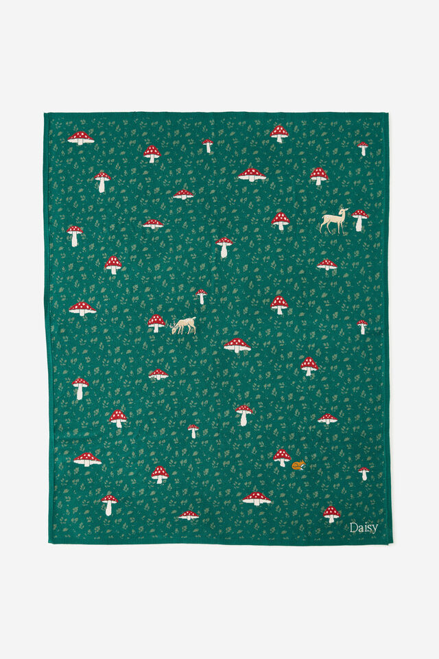 Personalised Patterned Throw, MUSHROOM AND DEERS