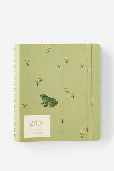 2026 Goals Daily Planner, Bay Leaf Ditsy Frog