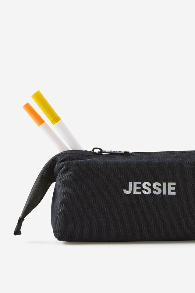 Personalised Compact Canvas Pencil Case, BLACK