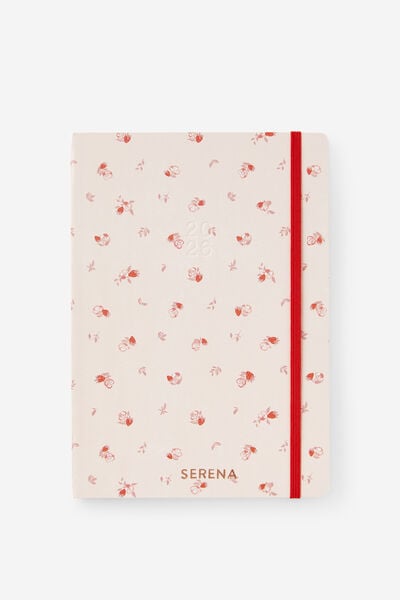 Personalised 2026 B5 Weekly Hard Metro Diary, Ditsy Pansy Pink Clay