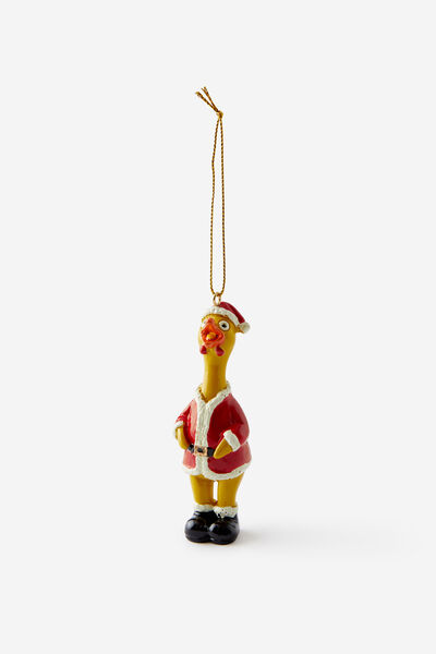 Resin Christmas Ornament, CHRISTMAS RUBBER CHICKEN