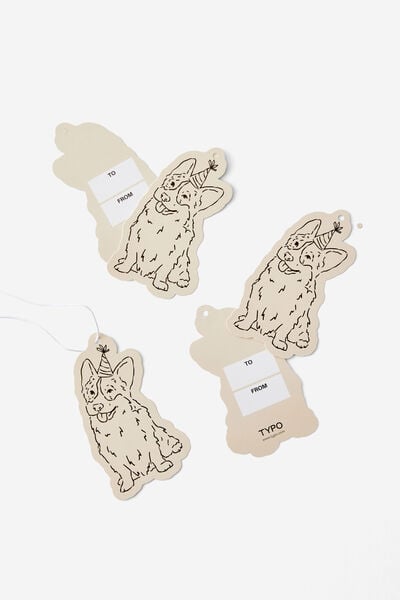 Die Cut Gift Tag 5Pk, ANIMAL