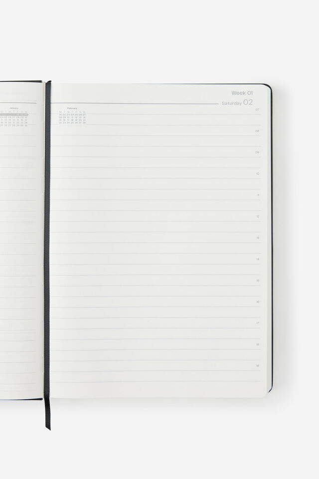 2027 A4 Daily On Schedule Diary, BLACK
