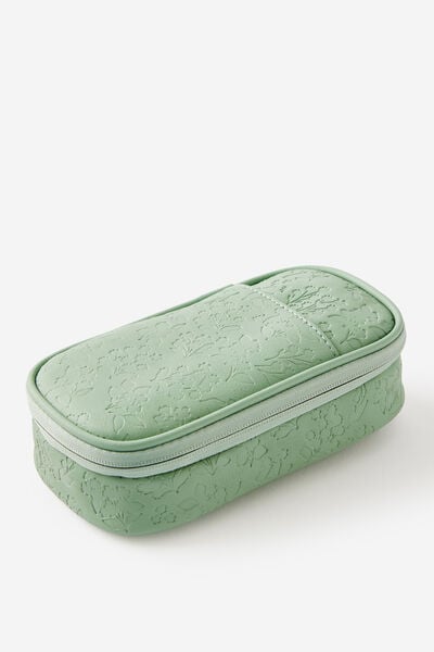 Hybrid Pencil Case, BLOOM DEBOSS TYPO GREEN
