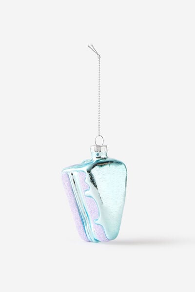 Christmas Glass Ornament, CAKE SLICE IRRIDESCENT