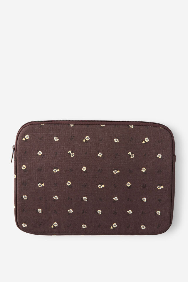 Take Me Away 13 Inch Laptop Case, DITSY PANSY / ESPRESSO BEAN