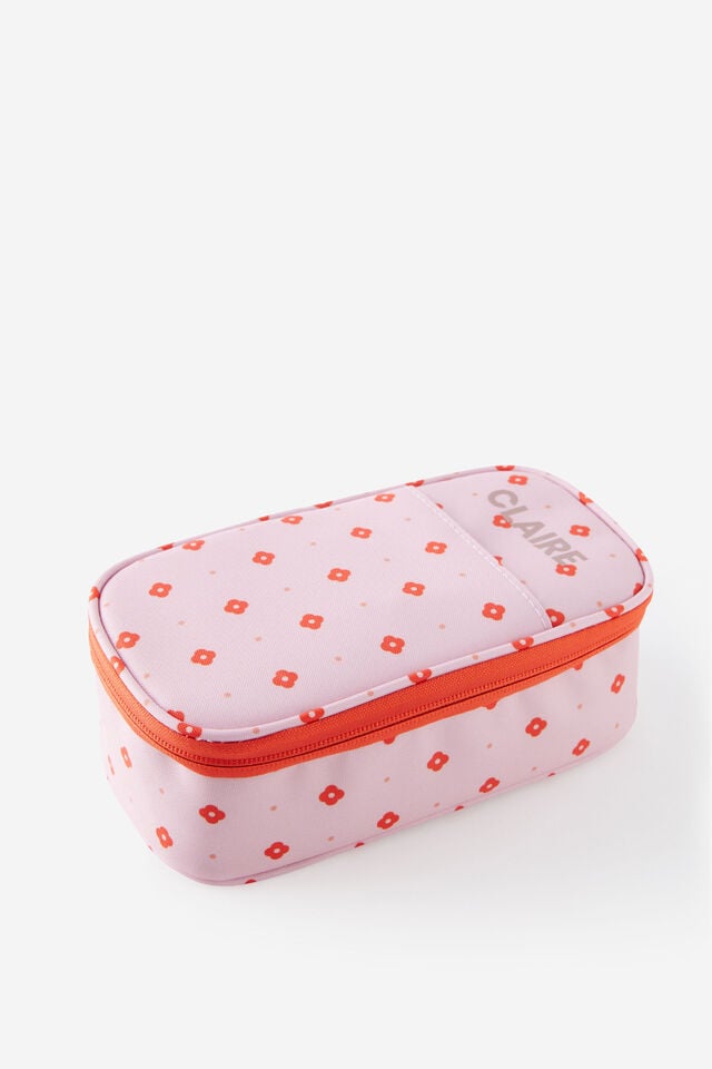 Personalised Arlow Pencil Case V2, STRAWBERRY RETRO FLORAL DAISY