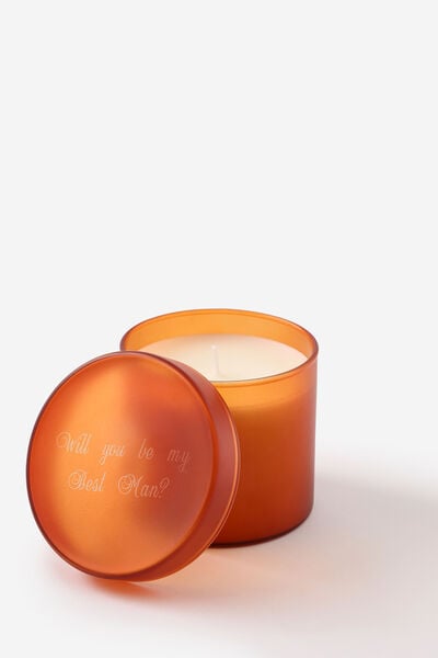 Personalised Frosted Glass Candle, JOY RISING ORANGE