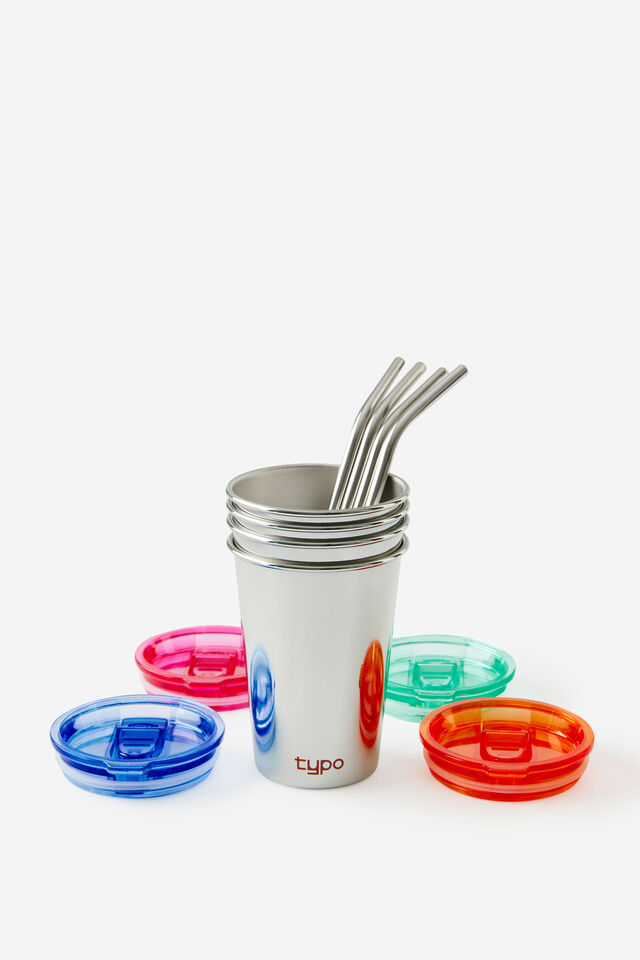 Party Cups 4 Pack, CHROME MULTI