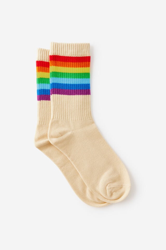 Socks, RAINBOW STRIP ECRU