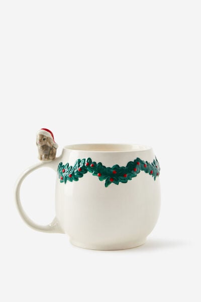 Christmas Novelty Shaped Mug, SANTA HAT BUNNY