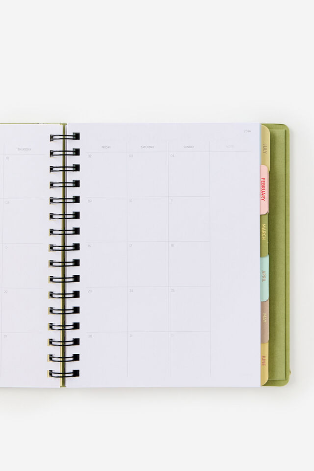 2026 Goals Weekly Planner, Bay Leaf Ditsy Frog