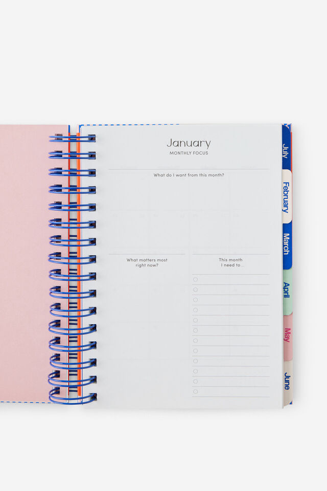 2027 A5 Weekly Bright Days Diary, LAVA RED COLOUR BLOCK