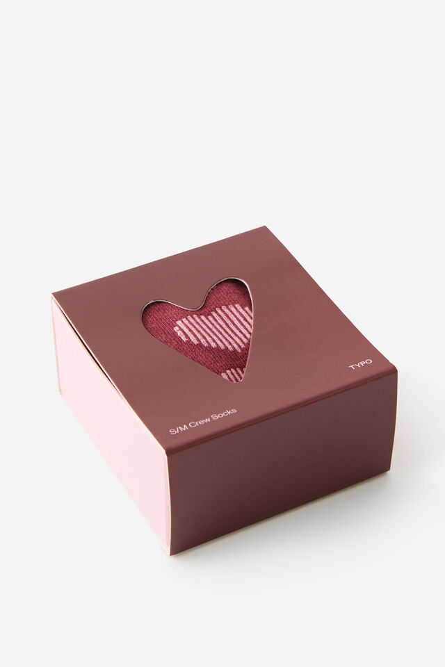 Boxed Socks S/M, CABERNET HEARTS