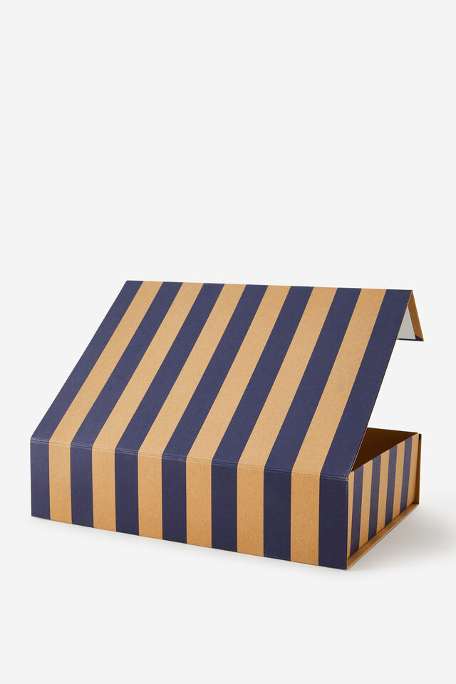 Large Magnetic Flat Pack Box, BLUE AND CRAFT STRIPE