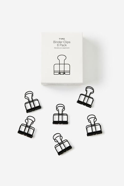 Binder Clips 6Pk, BLACK