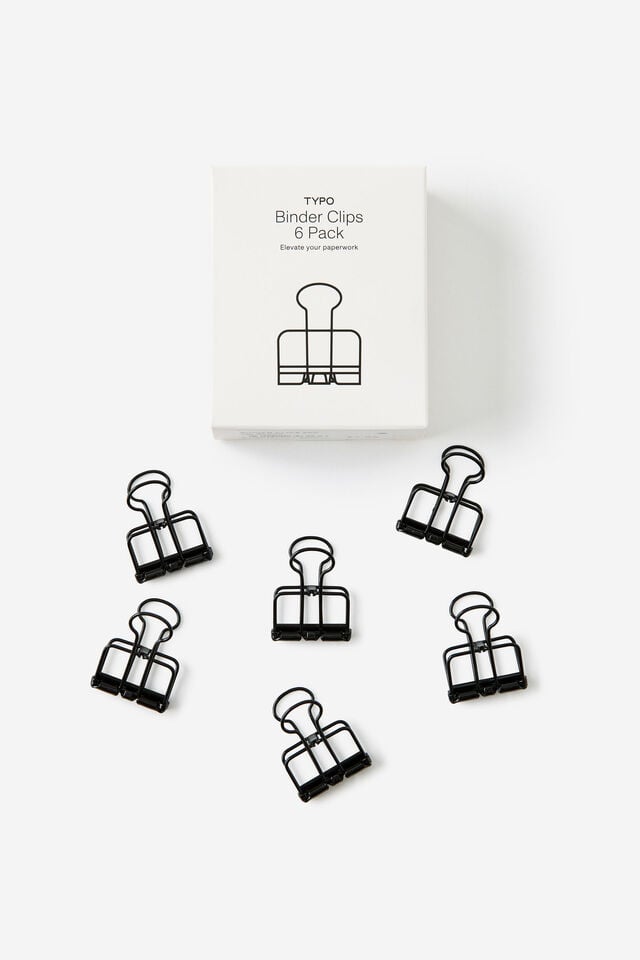 Binder Clips 6Pk, BLACK