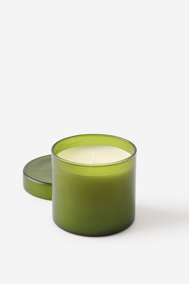 Personalised Frosted Glass Candle - Forest Green, HIDDEN FOREST GREEN