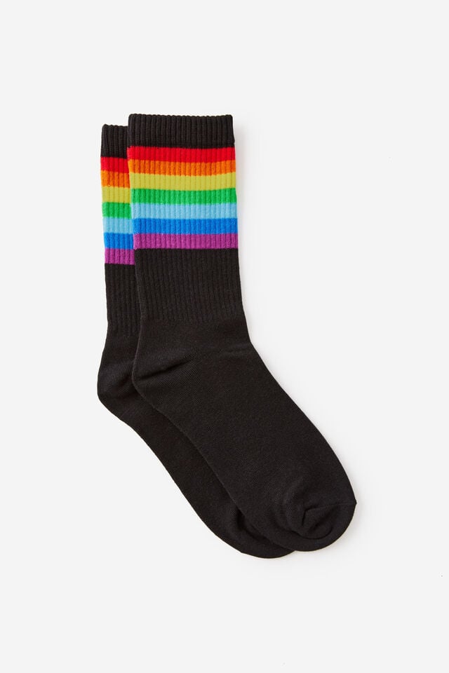 Socks, RAINBOW STRIP BLACK