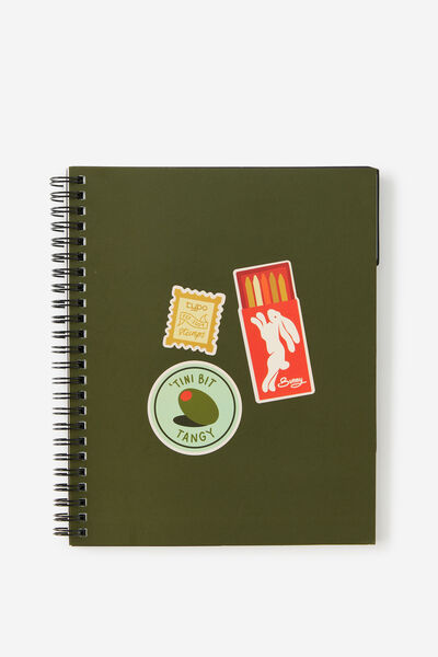 A5 Spiralbound Subject Notebook, OLIVE PATCHES
