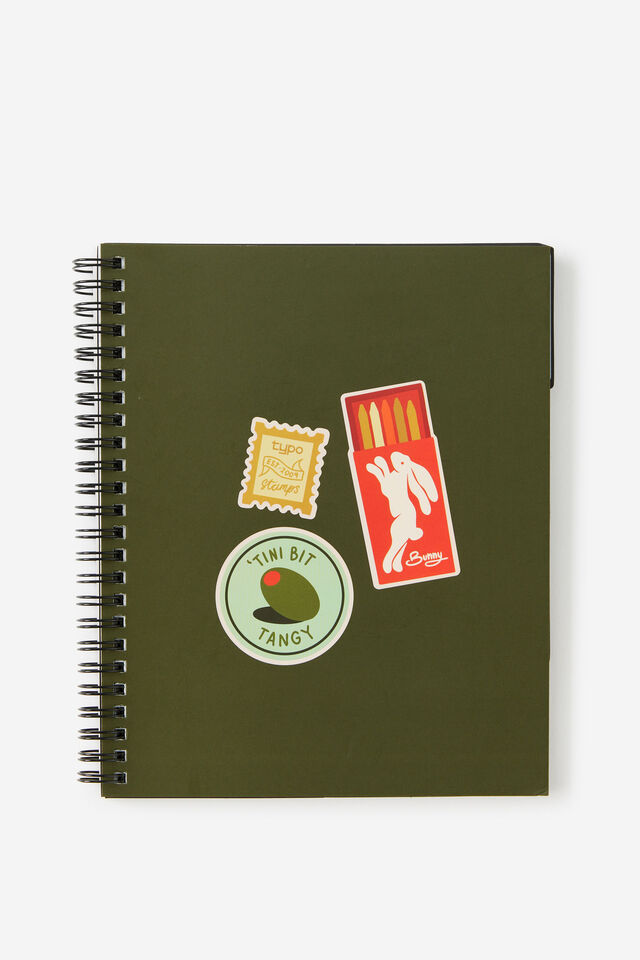 A5 Spiralbound Subject Notebook, OLIVE PATCHES