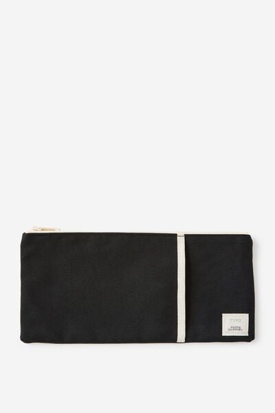 30Cm Canvas Pencil Case, BLACK