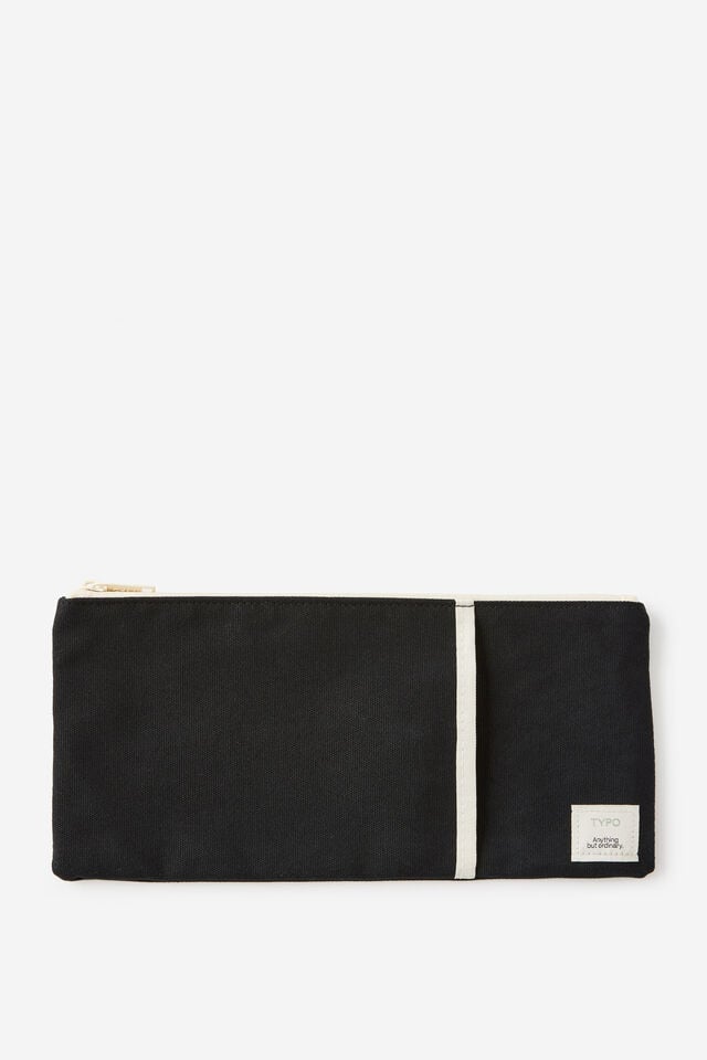 30Cm Canvas Pencil Case, BLACK