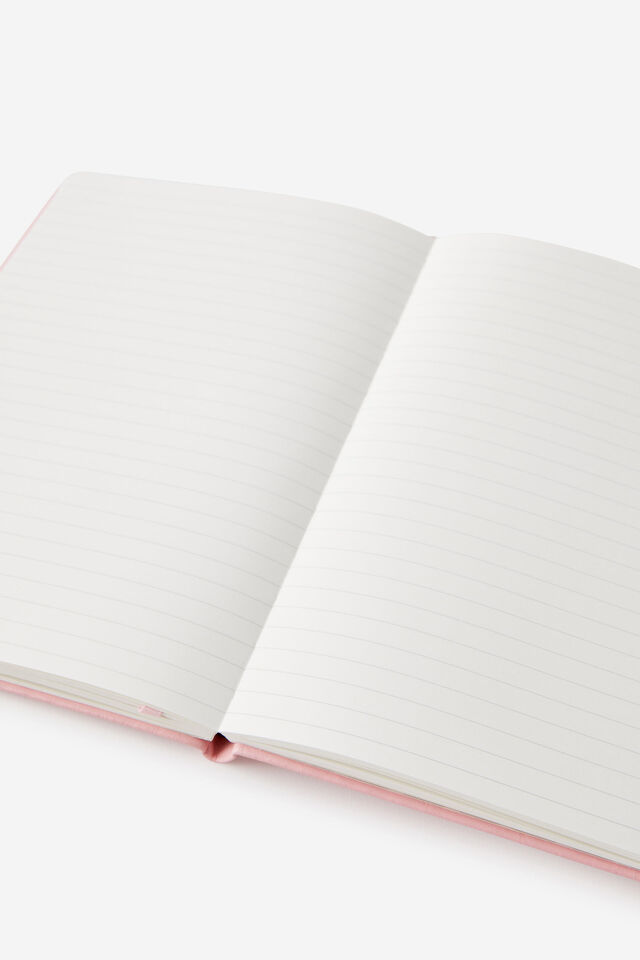 A5 Hard Lined Notetaker Notebook, BLOOM PL DEBOSS STRAWBERRY MILK