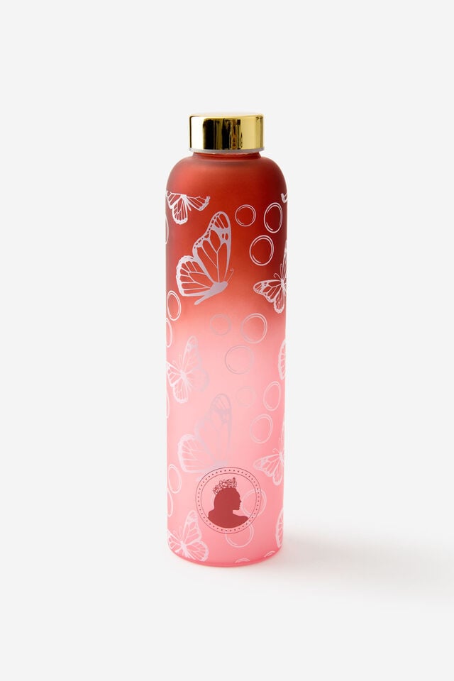 Collab Glass Drink Bottle 750Ml, LCN UNI WICKED GLINDA PINK