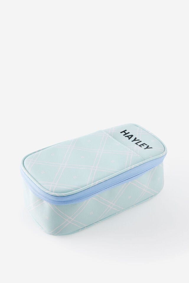 Personalised Arlow Pencil Case V2, MINTY GRID