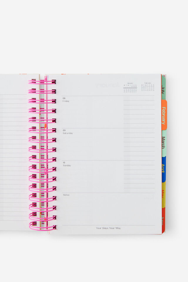 2027 A5 Weekly Bright Days Diary, ECRU DITSY CHERRIES