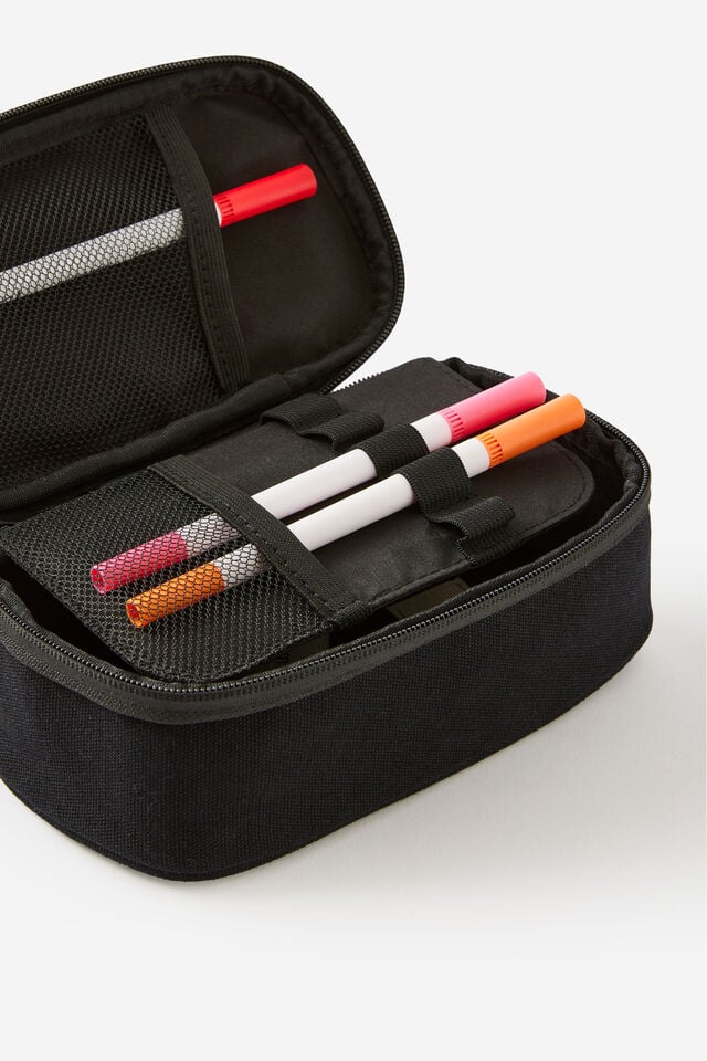 Arlow Canvas Pencil Case, BLACK