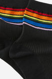 Mid Crew Socks, BLACK RAINBOW STRIPE - alternate image 3