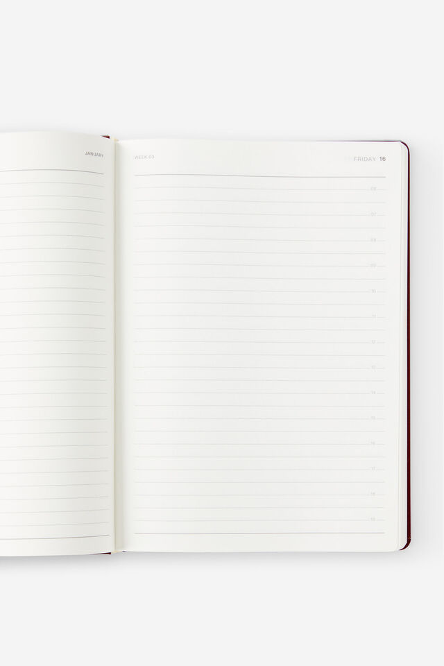 Personalised 2026 B5 Daily Hard Metro Diary, Cabernet