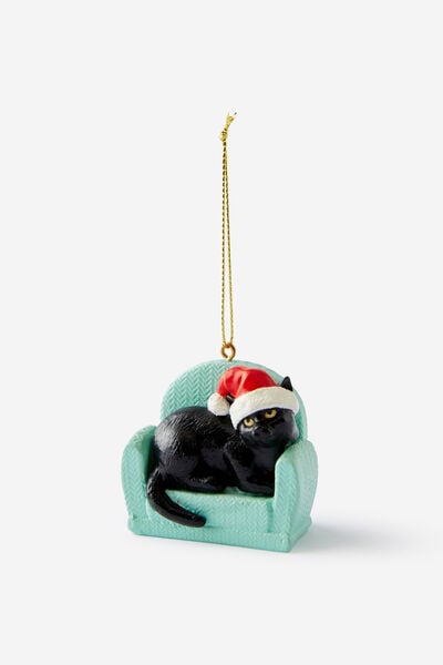 Resin Christmas Ornament, CAT ON A COUCH
