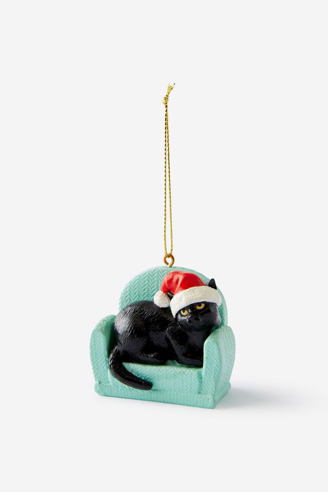 Resin Christmas Ornament, CAT ON A COUCH