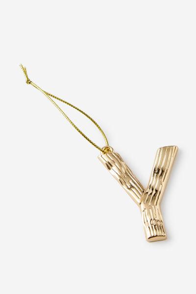 Metal Alphabet Christmas Ornament, TEXTURED Y