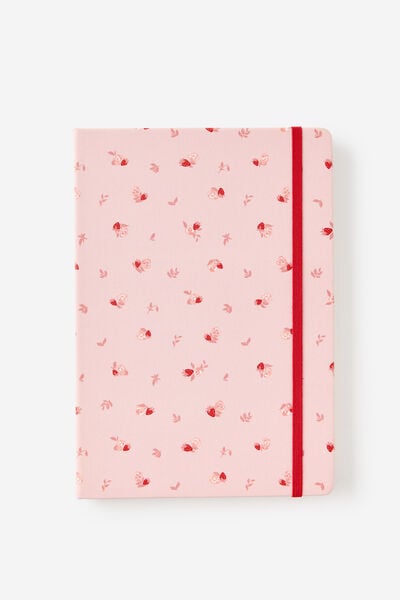 Metro B5 Hard Lined Notebook, Ditsy Pansy Pink Clay