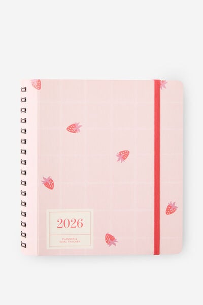 2026 Goals Daily Planner, Pink Strawberry