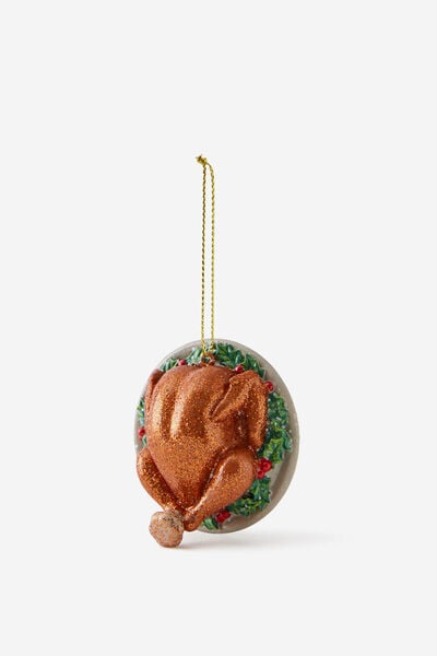 Resin Christmas Ornament, ROAST TURKEY GLITTER