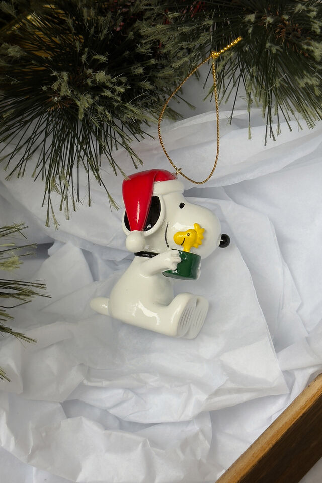 Collab Resin Christmas Ornament, LCN PEA SNOOPY WOODSTOCK CHRISTMAS PRESENT